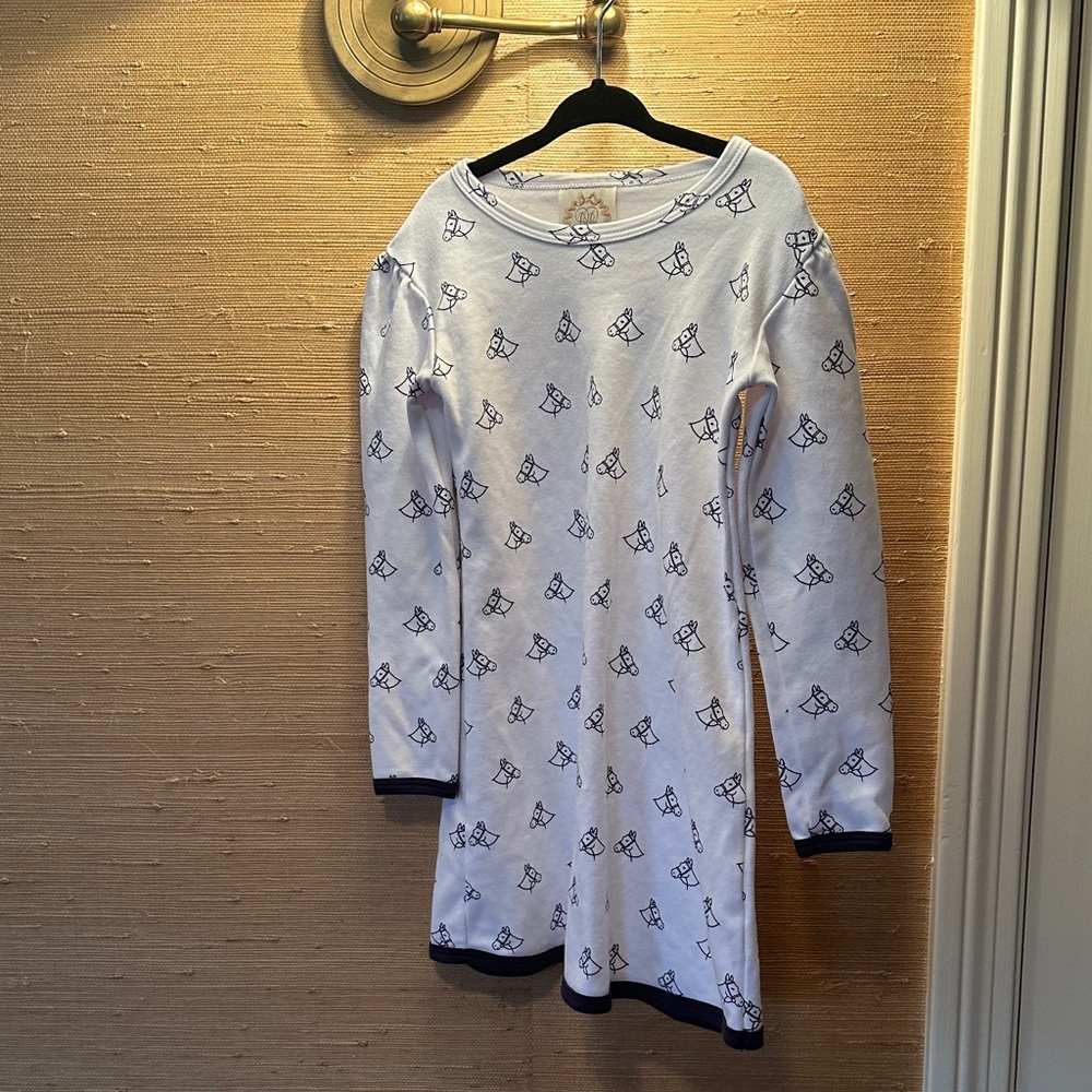The Beaufort Bonnet Company White and Blue Kids Casual Dress